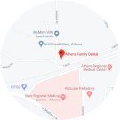 Map of Athens Family Dental's location